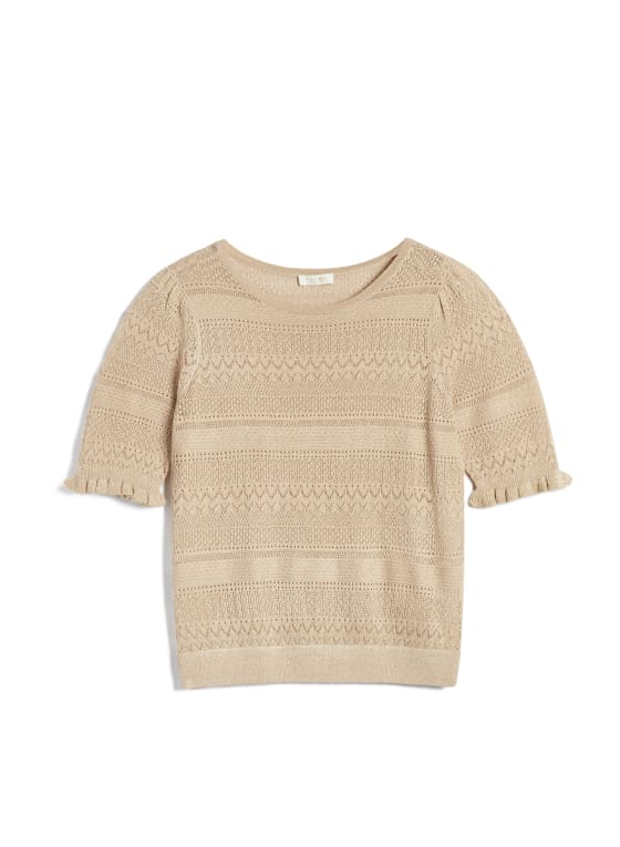 Pointelle Knit Top, Clay Brown