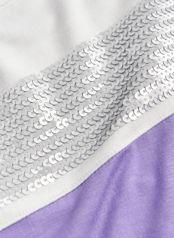 Foil Detail Colour Block Top, Lavender