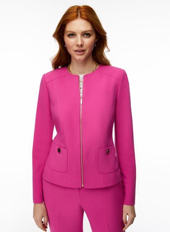 Zip Front Jacket, Strawberry Pink 