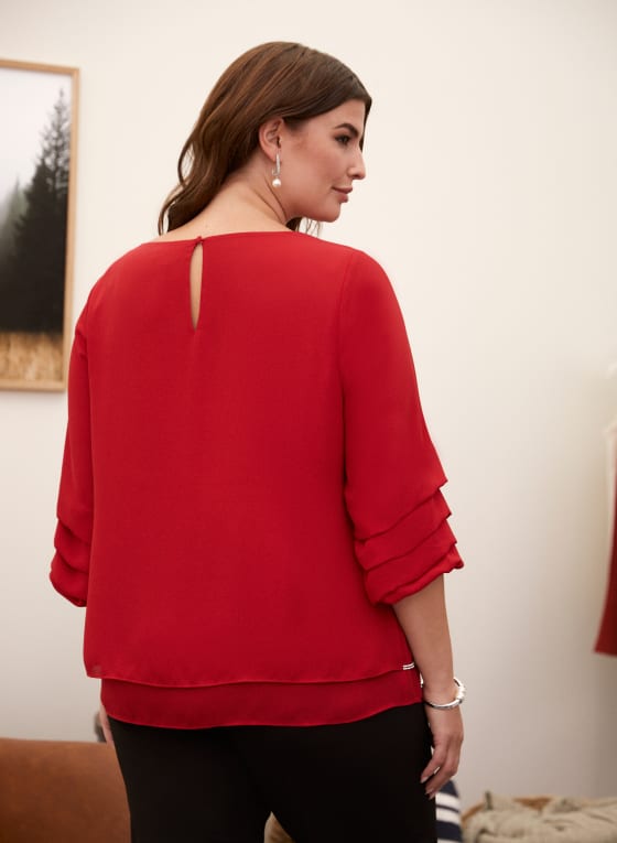 Tiered Sleeve Blouse, Lipstick Red
