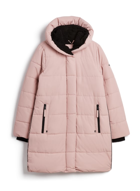 Vegan Down Quilted Coat, Pink Passion