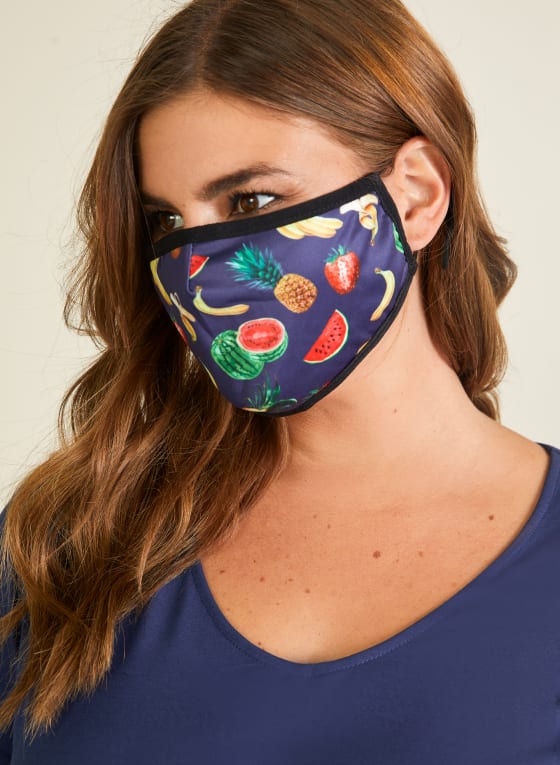 Bright Safe Care - Tutti Frutti Print Mask, Black Pattern