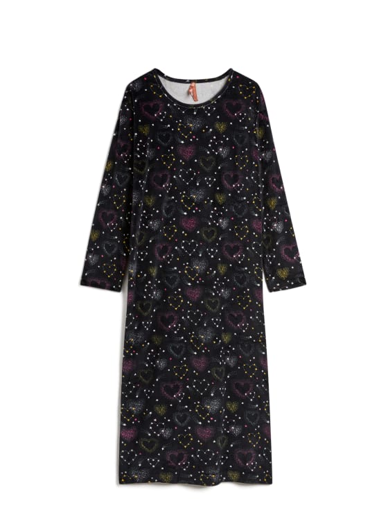Velour Star Motif Nightgown, Black Pattern