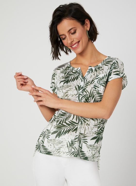 Palm Print T-Shirt, Green Pattern