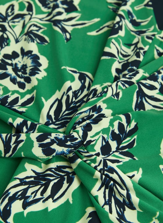 Leaf Print Dress, Green Pattern
