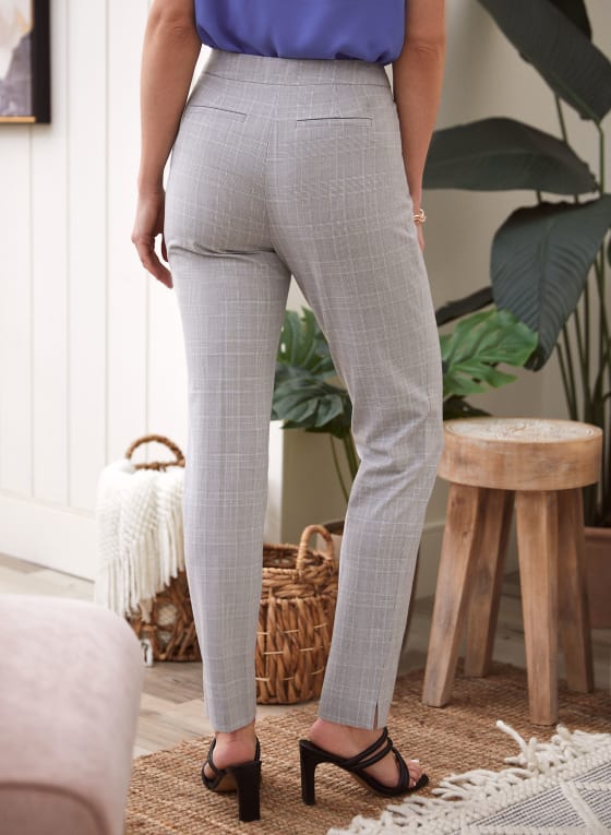Pantalon coupe moderne motif tartan, Motif gris
