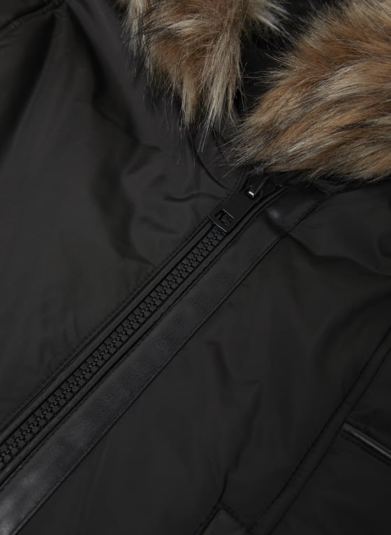 Vegan Down Faux Fur Coat, Black