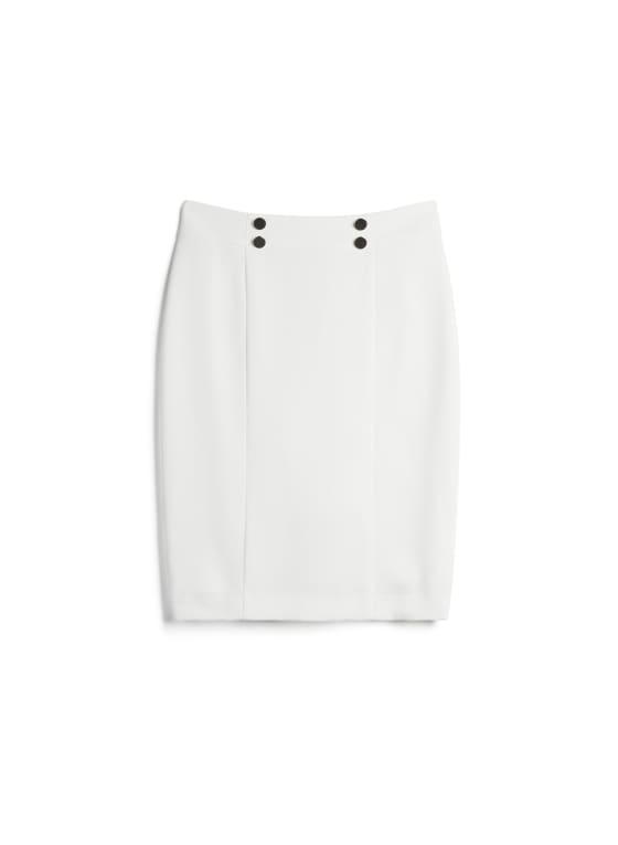 Button Detail Pencil Skirt, Ivory