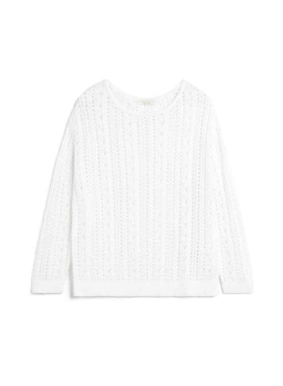 Open Stitch Sweater, White