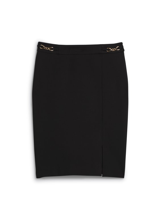 Chain Detail Pencil Skirt, Black
