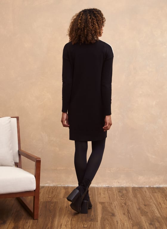 Colour Block Knit Sweater Dress, Black