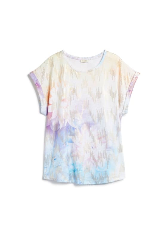 Abstract Floral Print Tee, Purple Pattern