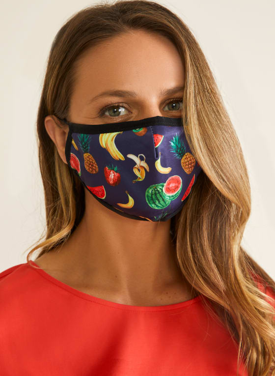 Bright Safe Care - Tutti Frutti Print Mask, Black Pattern