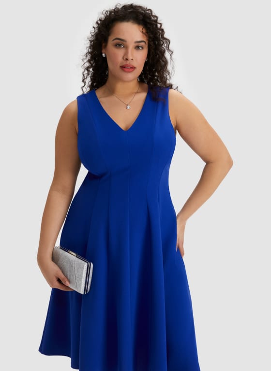 Sleeveless Fit & Flare Dress, Royal D-Lux