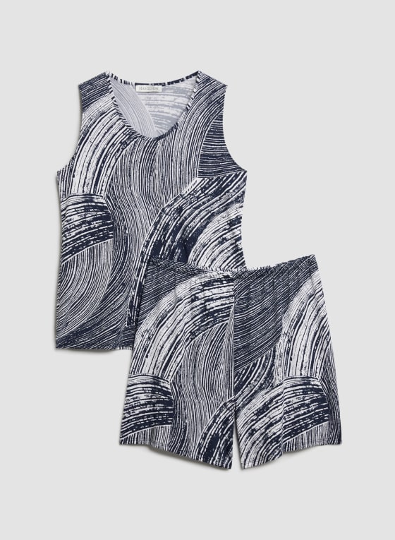 Palm Leaf Print Pyjama Set, Black Pattern