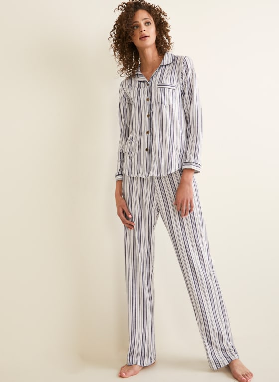 Claudel Lingerie - Pyjama à rayures, Blanc