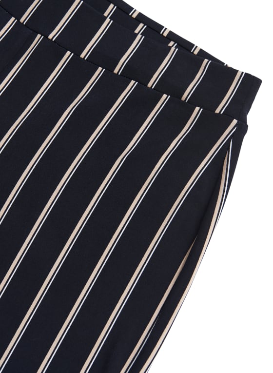 Vertical Stripe Pull-On Capris, Blue Pattern