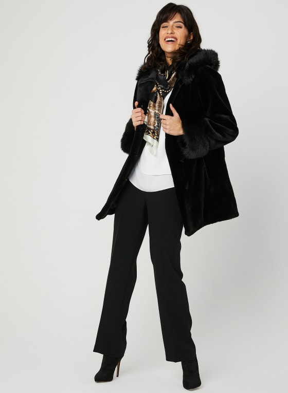 Nuage - Hooded Faux Fur Coat, Black