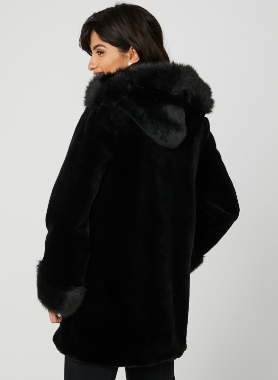Nuage - Hooded Faux Fur Coat, Black
