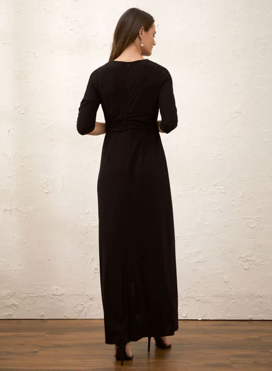 Rhinestone Buckle Detail Dress, Black