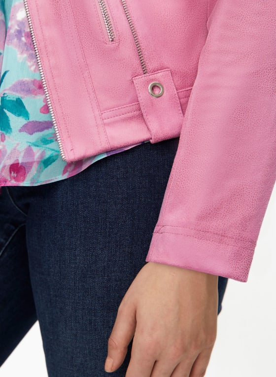 Vex - Zip Detail Jacket, Peach Pink