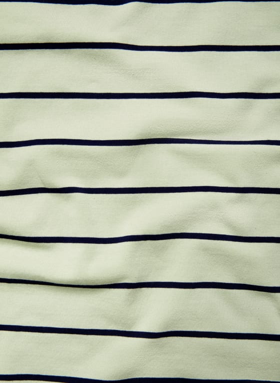 Striped Elbow Sleeve Tee, Green Pattern