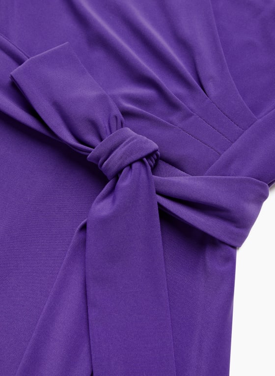 Tie Detail Wrap Dress, Deep Purple