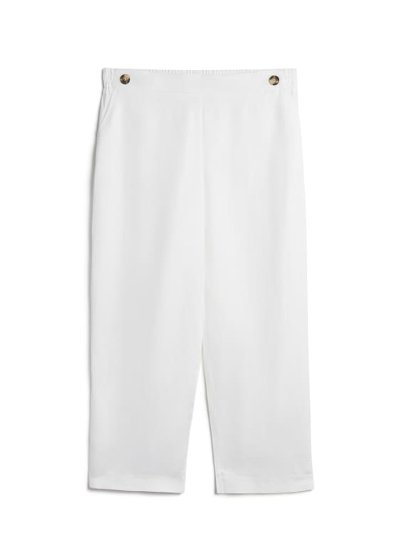 Straight Leg Linen-Blend Pants, White