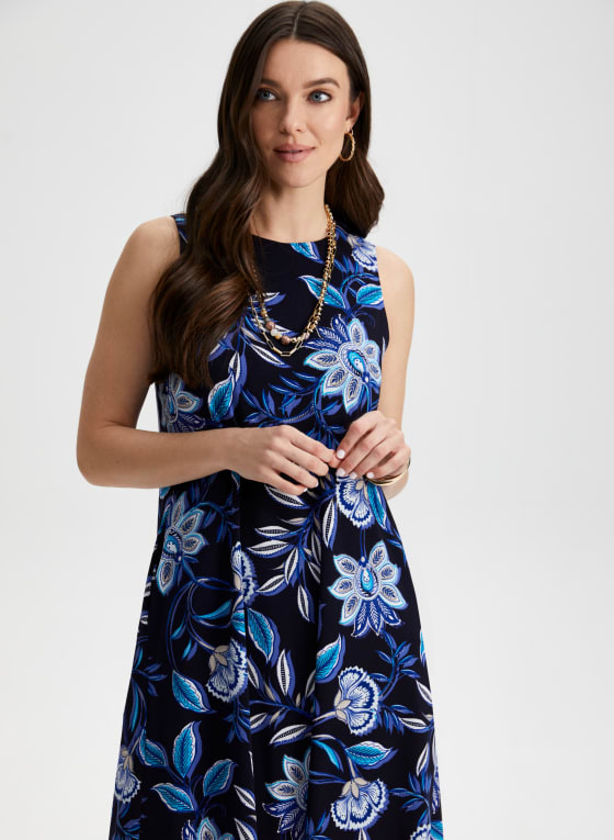 Paisley Print Day Dress, Blue Pattern