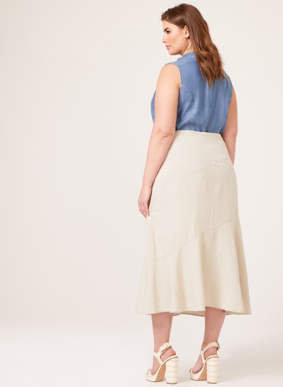 Midi Linen Skirt, Off White
