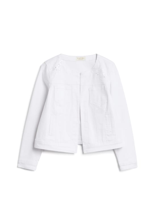 Embroidered Denim Jacket, White