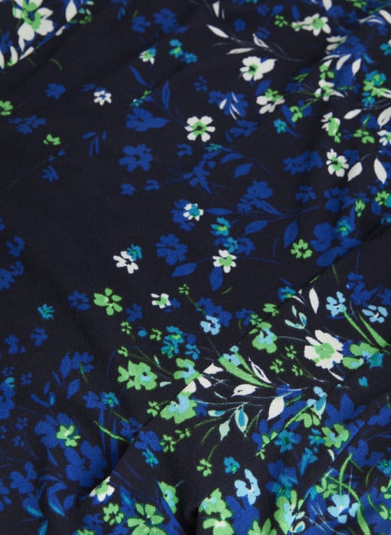Floral Print Sleeveless Dress, Blue Pattern