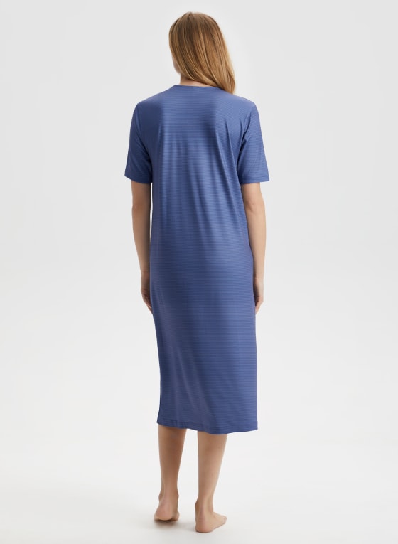 Zig Zag Print Nightgown, Blue Pattern