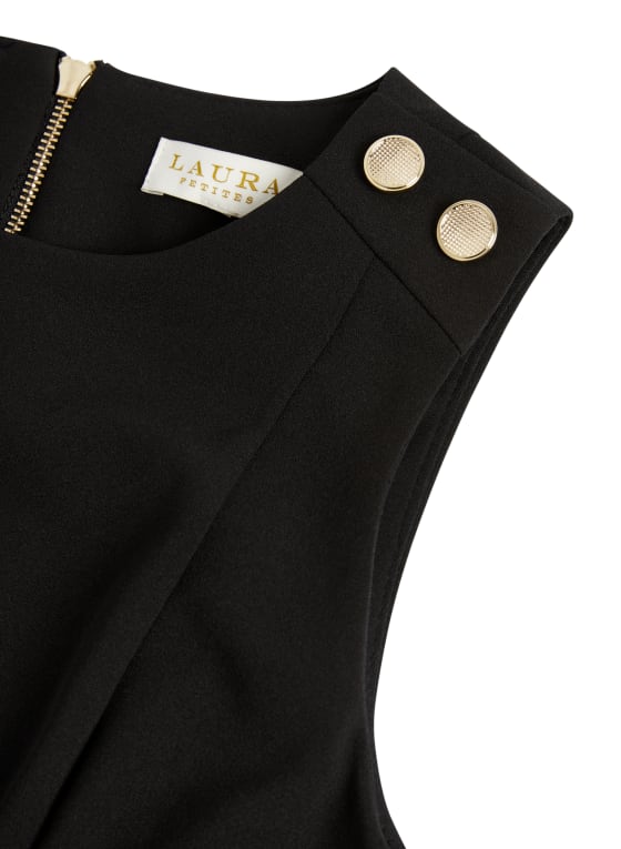Button Detail Sleeveless Dress, Black