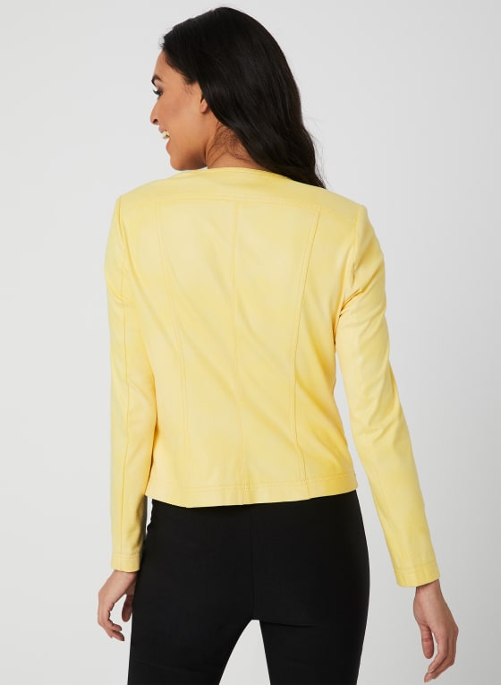 Faux Leather Jacket, Bright Yellow