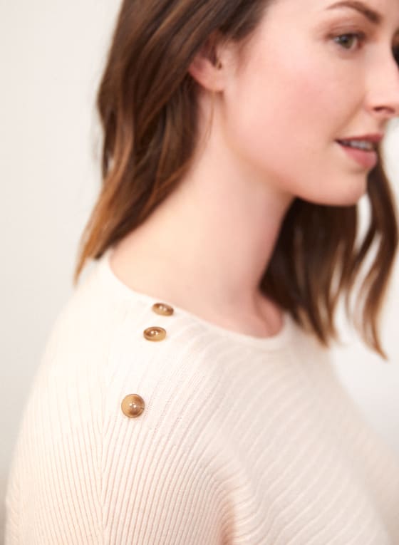 Button Detail Sweater, Off White