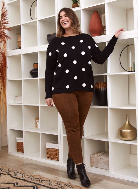 Sweater With Large Polka Dots, Black Pattern