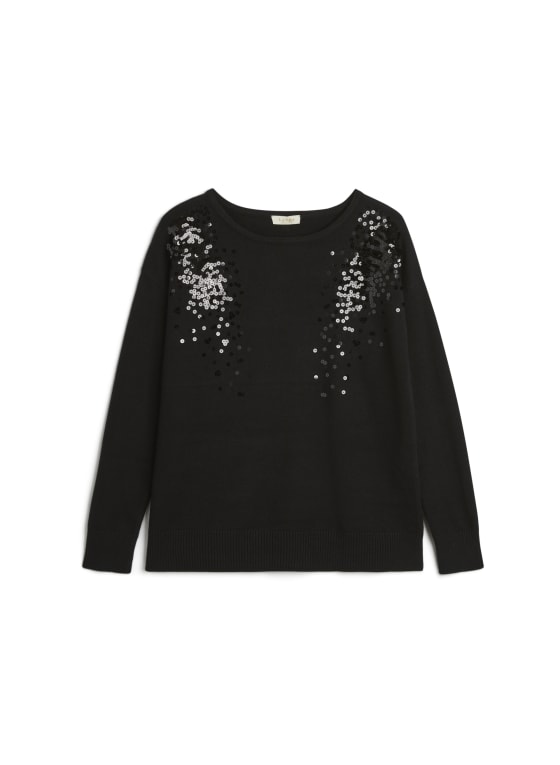 Sequin Detail Sweater, Black