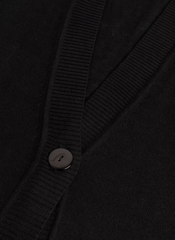 Button Detail Cardigan, Black
