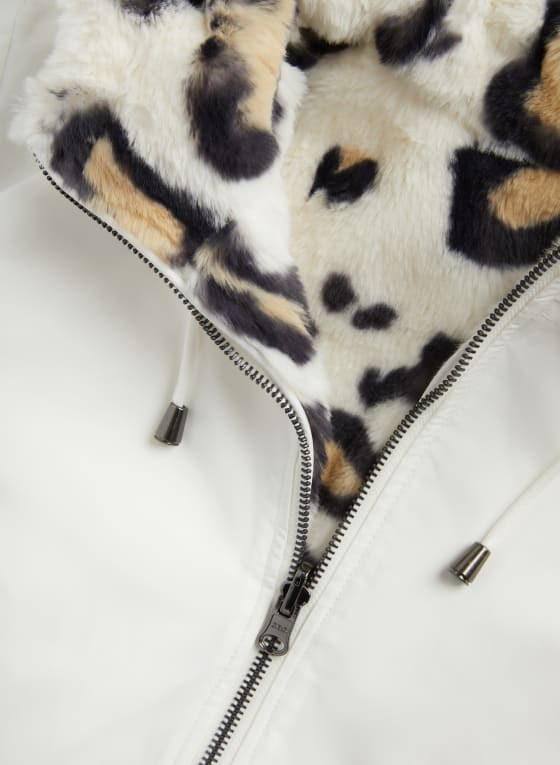 Reversible Leopard Motif Jacket, Off White