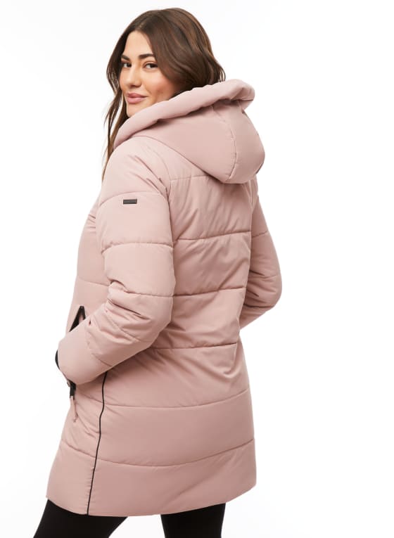 Vegan Down Quilted Coat, Pink Passion