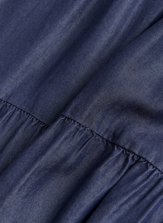 Tiered Tencel Maxi Skirt, Azure Blue