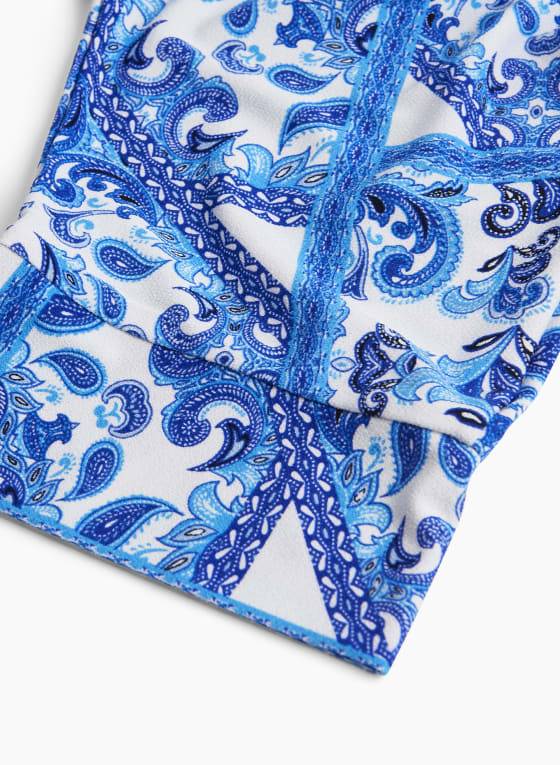 Haut à manches 3/4 kimono, Motif bleu
