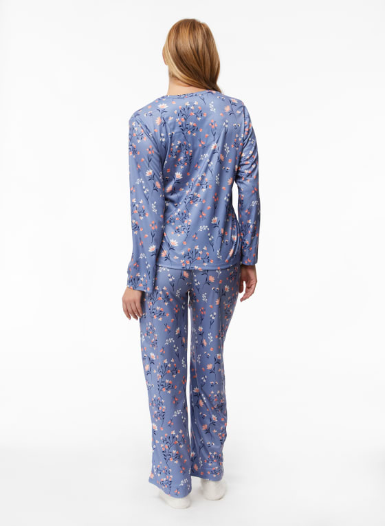Floral Pyjama Set, Blue Pattern