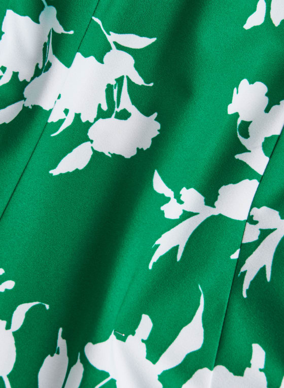 Floral Print Fit & Flare Dress, Green Pattern