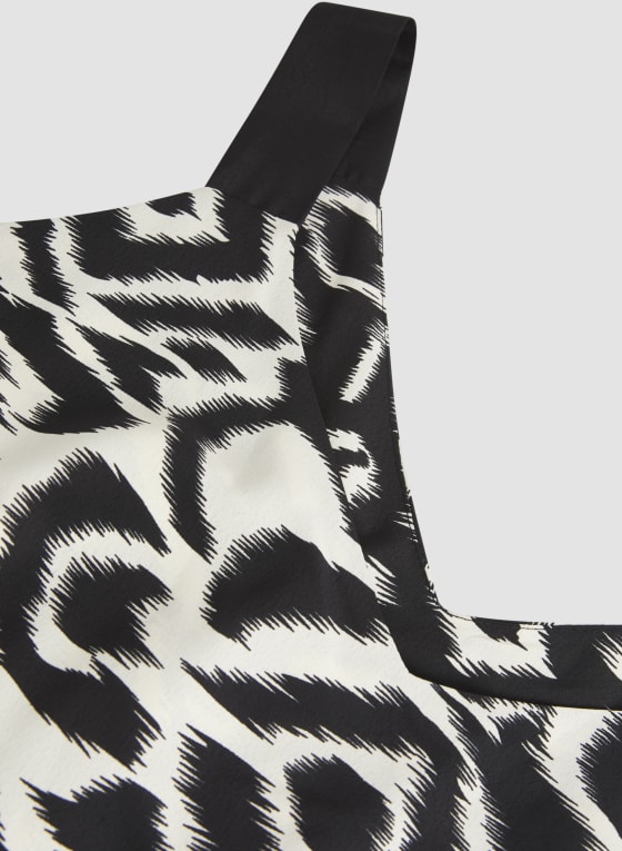 Abstract Print Maxi Dress, White Pattern