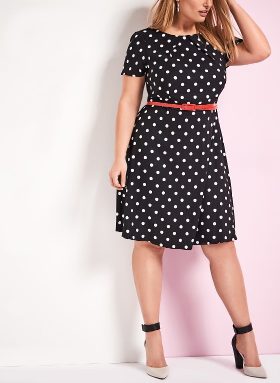 Fit & Flare Dot Print Dress | Laura