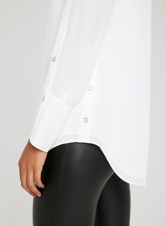 Long Sleeve Button Down Blouse, Off White