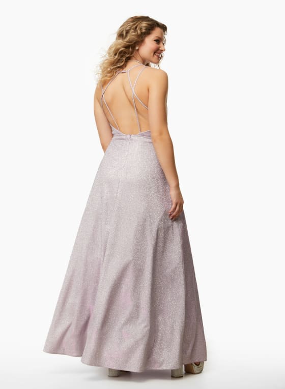 Double Strap Glitter Dress, Lavender
