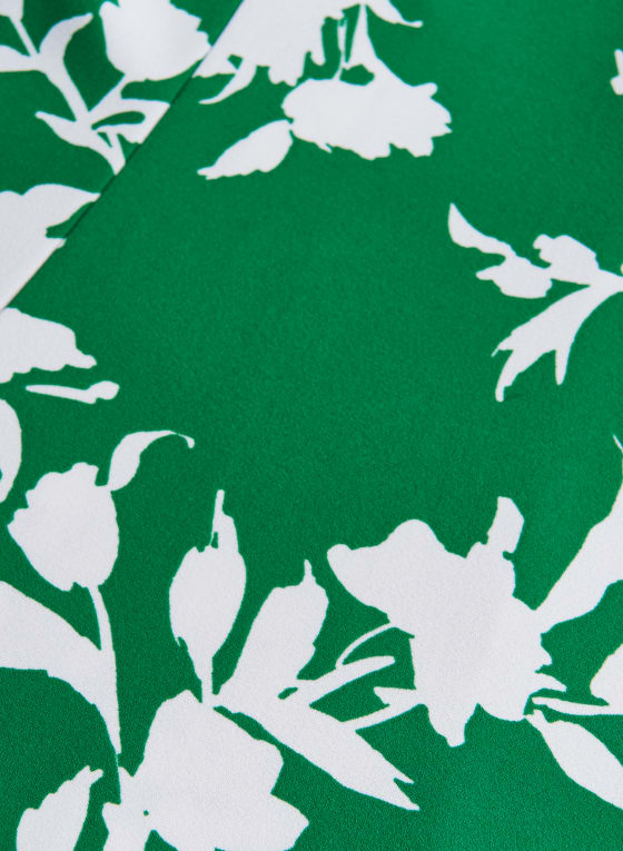 Floral Cap Sleeve Dress, Green Pattern